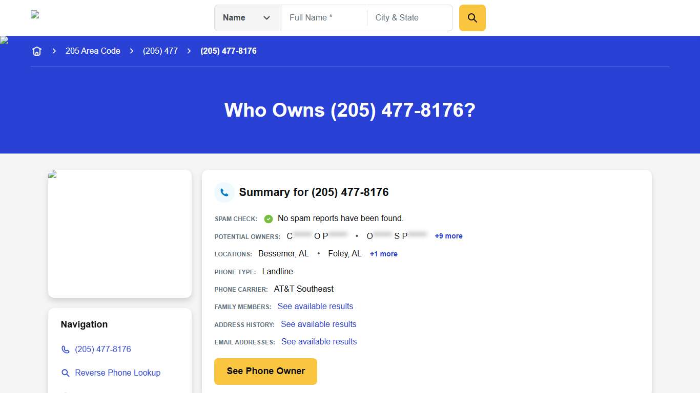 (205) 477-8176 Reverse Phone Lookup Anywho